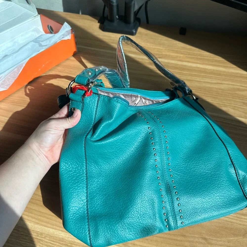 Montana West Teal Studded Shoulder Bag - Picture 2 of 6
